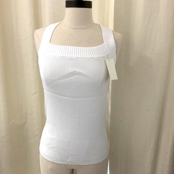 H & M White NWT Rib Knit Top size Large - Picture 4 of 17